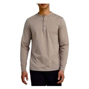 Theory Modal Cotton Core Henley Shirt Gray Pestle Melange Long Sleeve XL